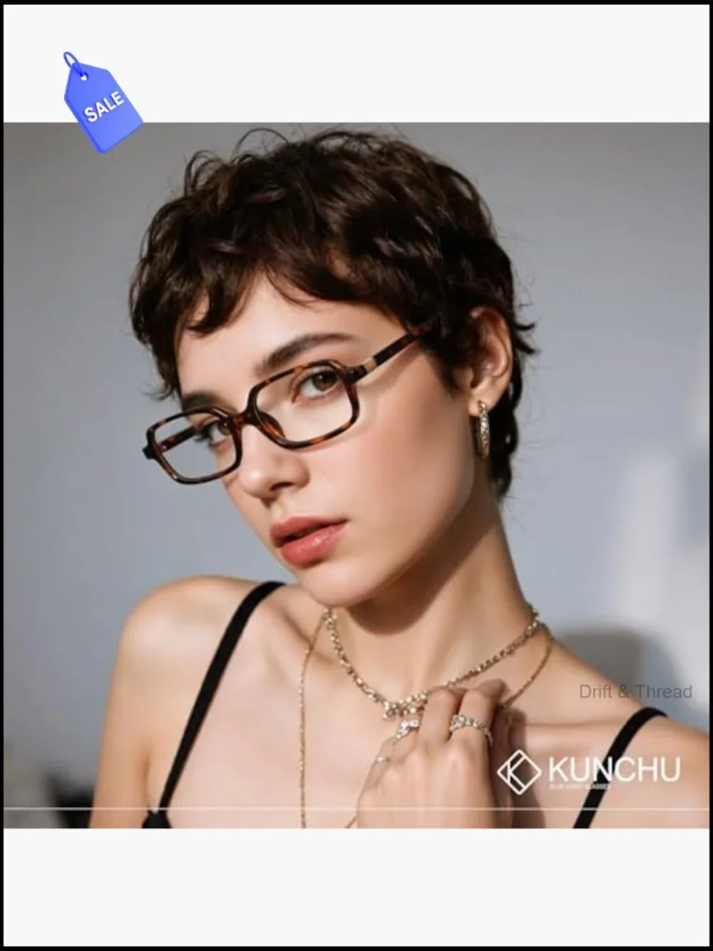 Fashion Square Blue Light Glasses for Women, Lightweight UV Blocking Computer